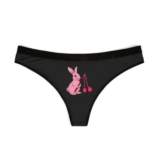 femme feral mace bunny black thong front view