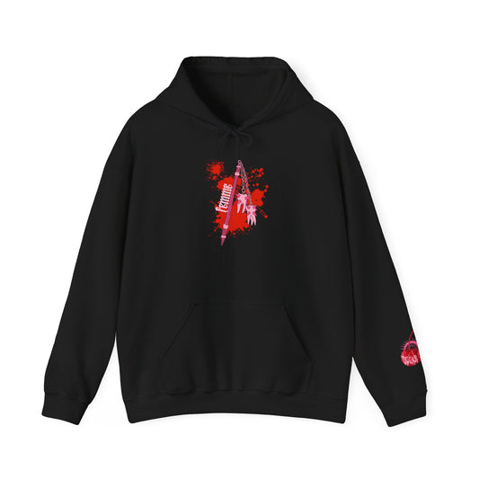 femme teeth mace slaughter feral black hoodie front view