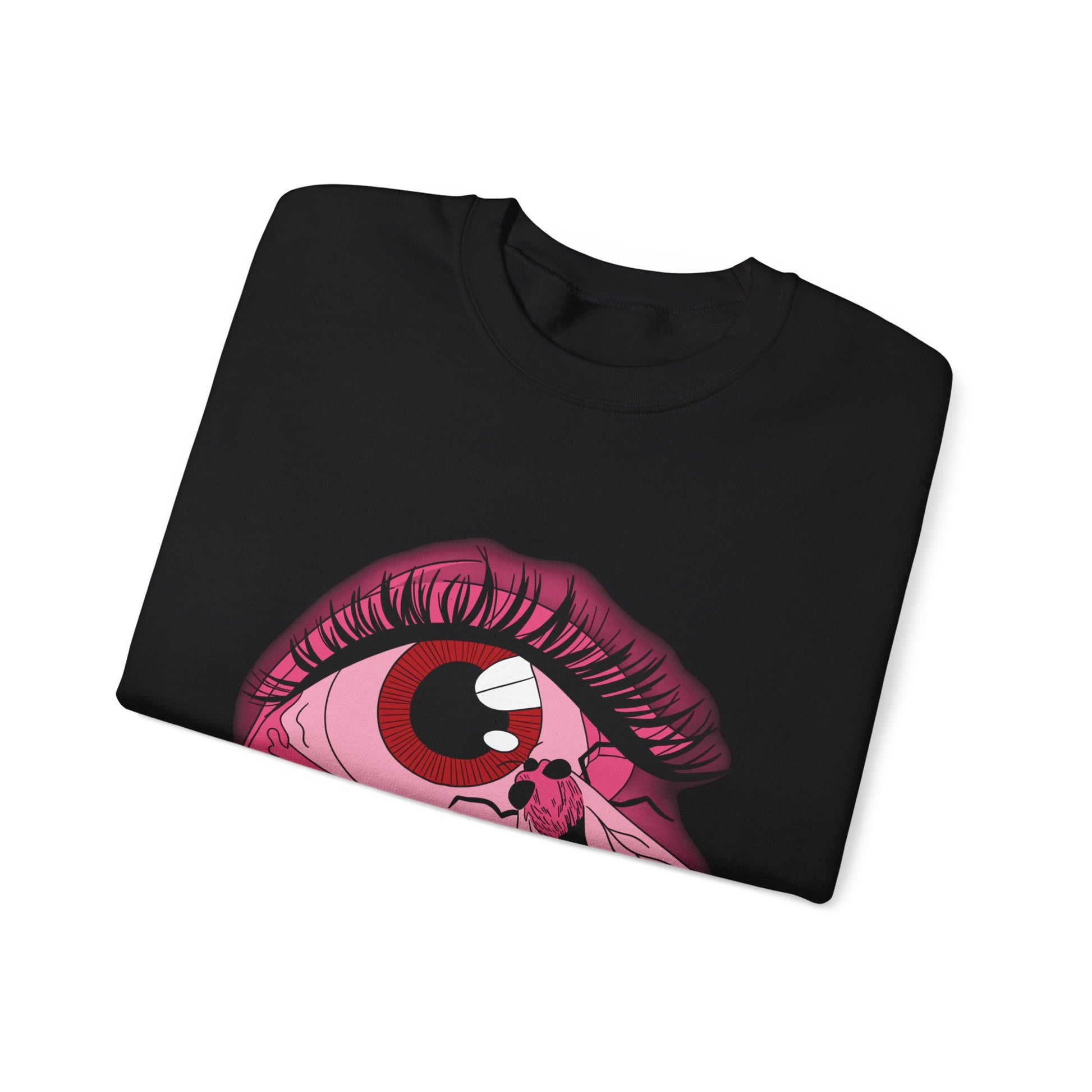 feral fly in my eye goth coquette graphic sweatshirt folded black