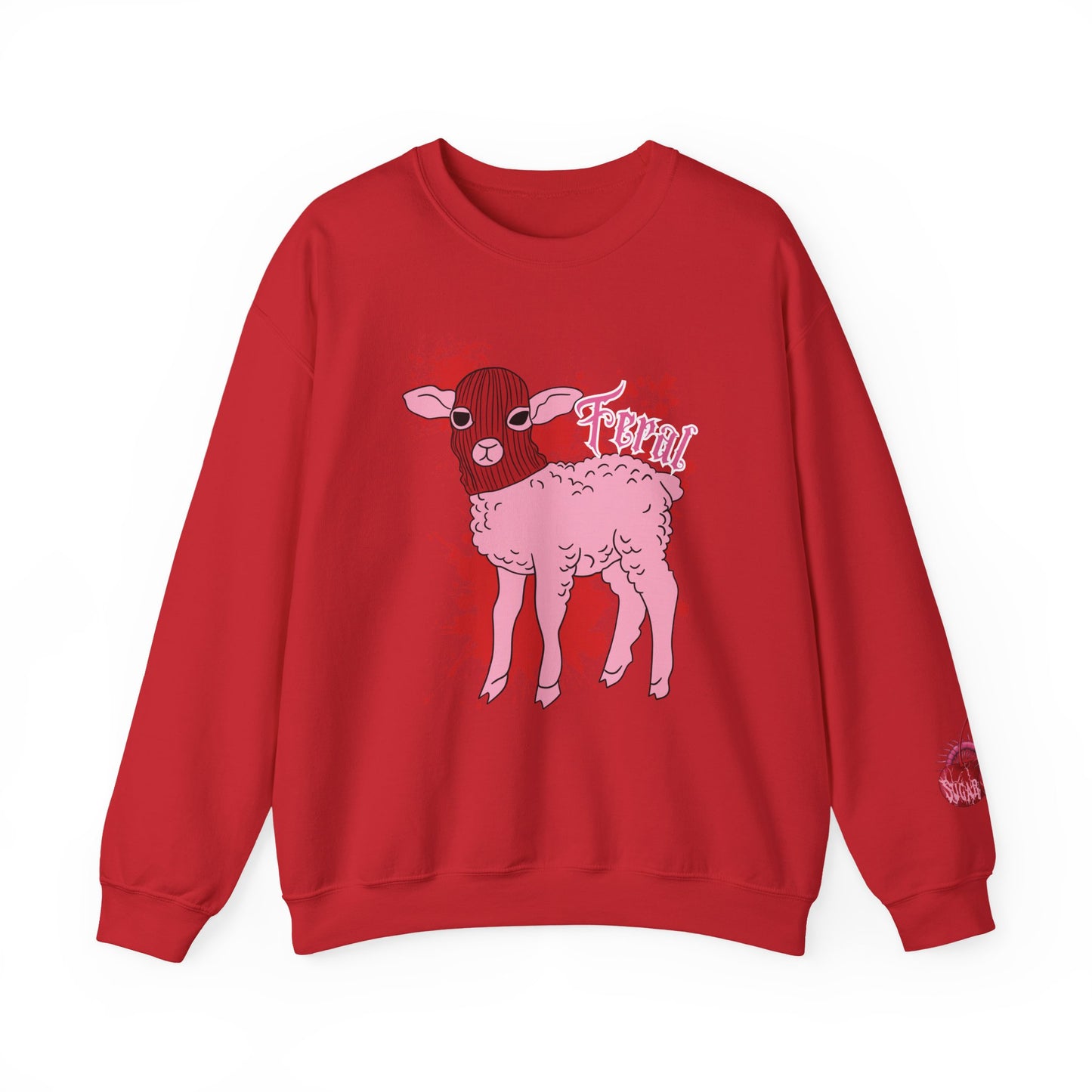 feral lamb slaughter red sweatshirt front view