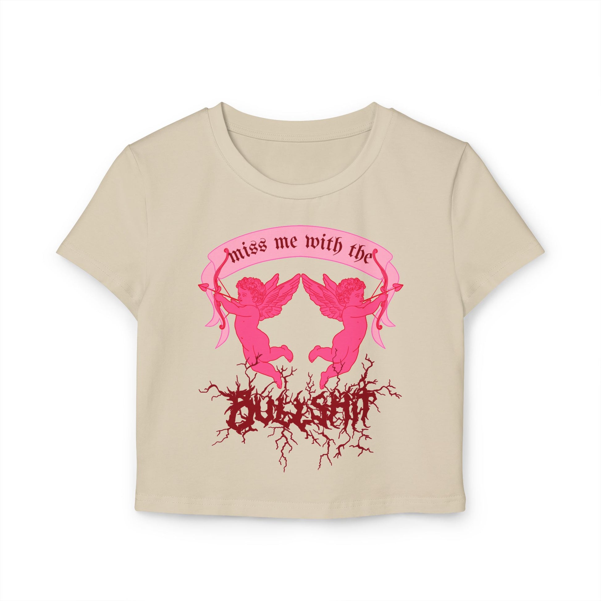 miss me cupid goth coquette baby metal baby cherub tee sand front view