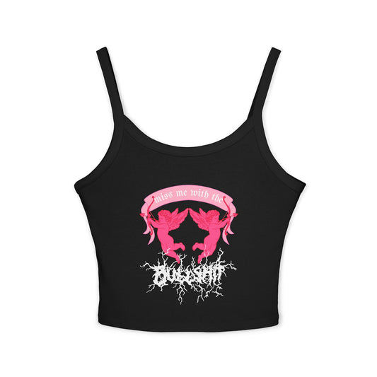 miss me cupid goth coquette baby metal cherub black crop tank top front view