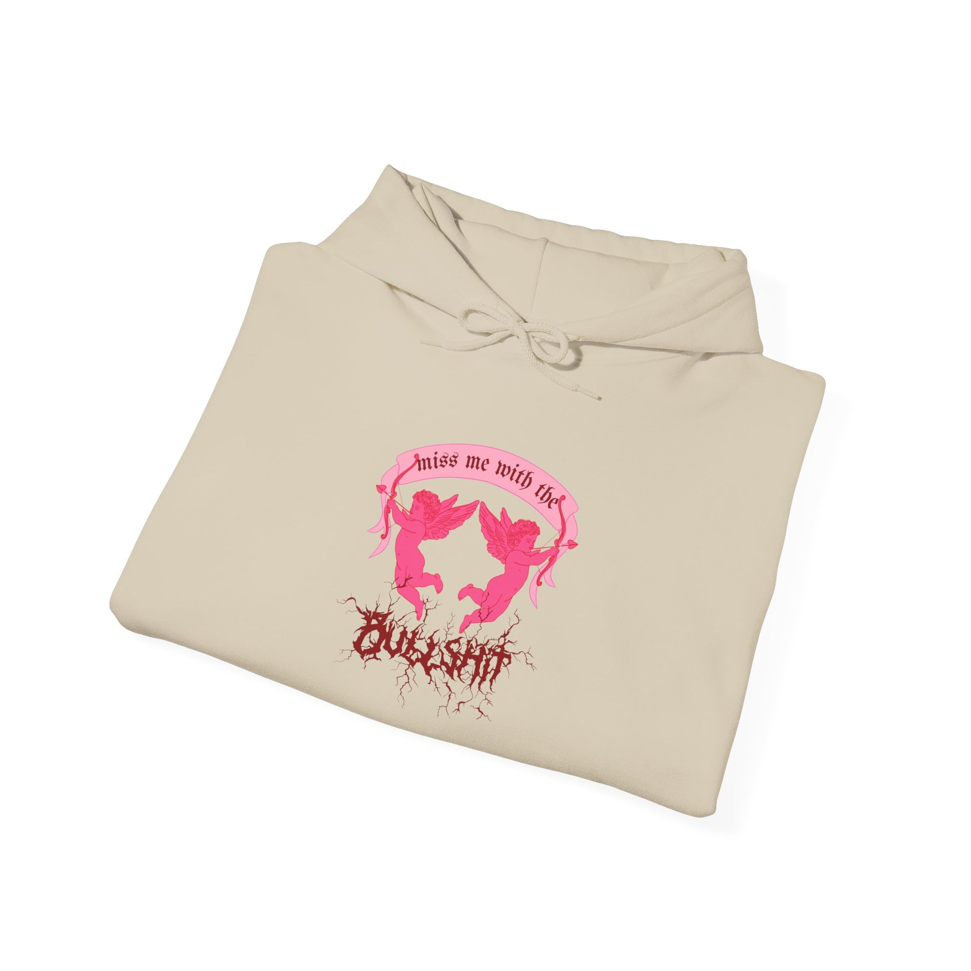 miss me cupid goth coquette cherub tan hoodie folded view