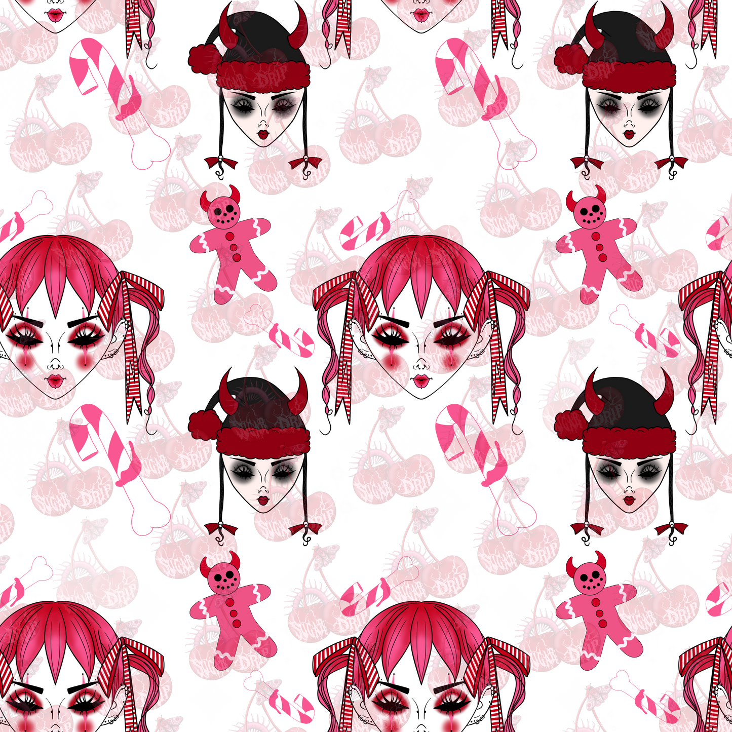 Dollface Spooky Christmas Seamless Pattern